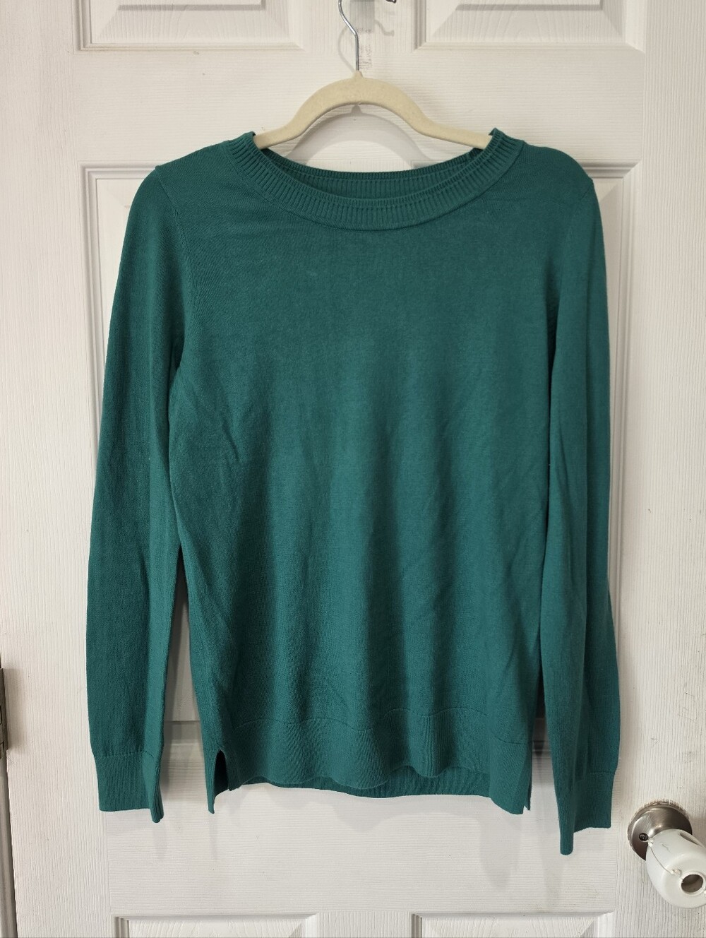 Loft Outlet Teal Green 100% Cotton Crewneck Pullover Sweater Size Small NWT